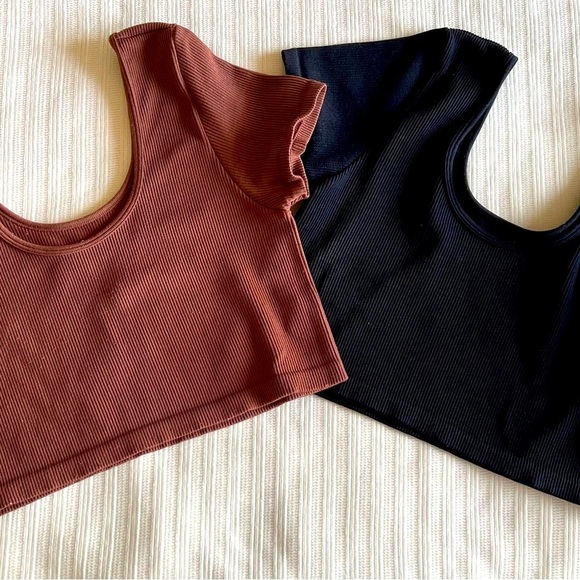 2/$18 Aeropostale Black and Brown Fitted Bodysuits Short Sleeve - Picture 5 of 8